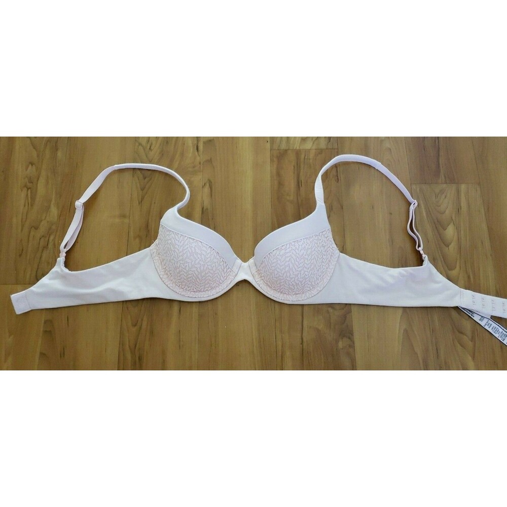 Body By Victorias Secret Bra 32A Demi Pink Floral Lace Underwire Lined Multi Way